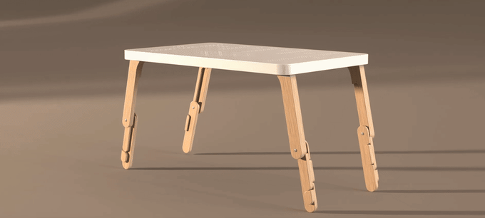 Animated demonstration of the TablePro folding legs changing height and angle.