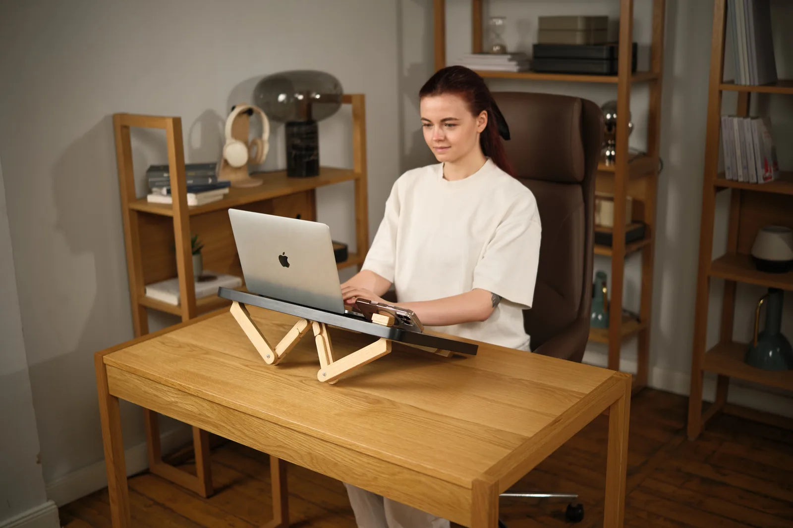 TablePro set up as a compact workstation on a regular desk.