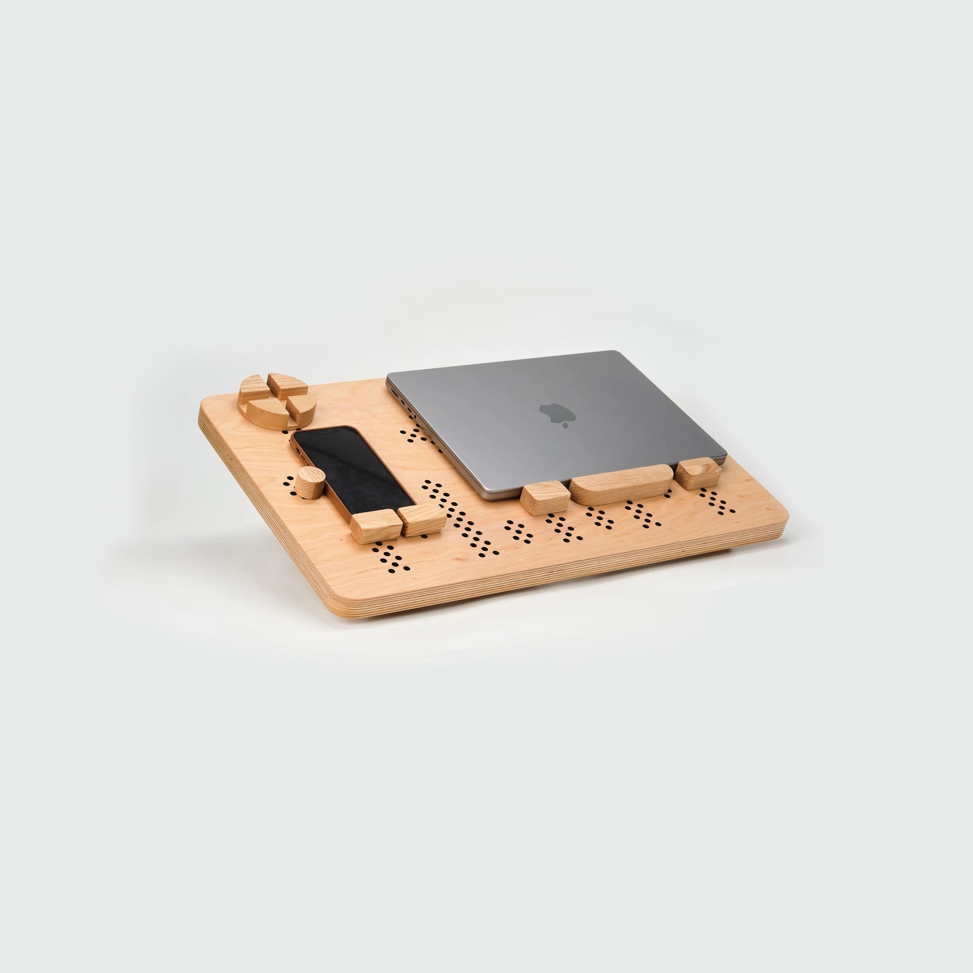 Natural Wood TablePro SET with the laptop rests and phone holder.